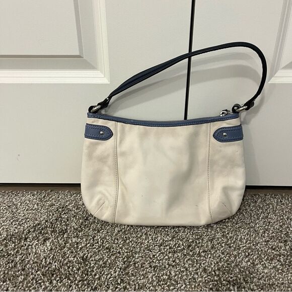 Vintage Coach Daisy Spectator Leather Shoulder/ Handbag Parchment/ Slate Blue - Picture 3 of 16